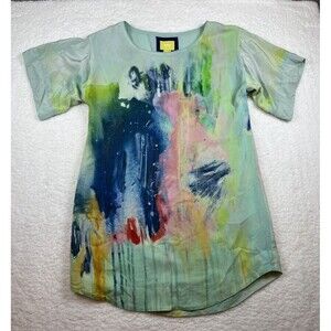 Maeve Multicolor Abstract Print Mini Dress - Mint, Navy, Pink, Yellow